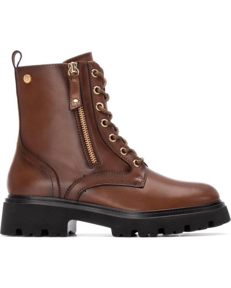 STIVALI MILITARI XTI 144428 CAMEL CON LACCI E CERNIERA CAMEL