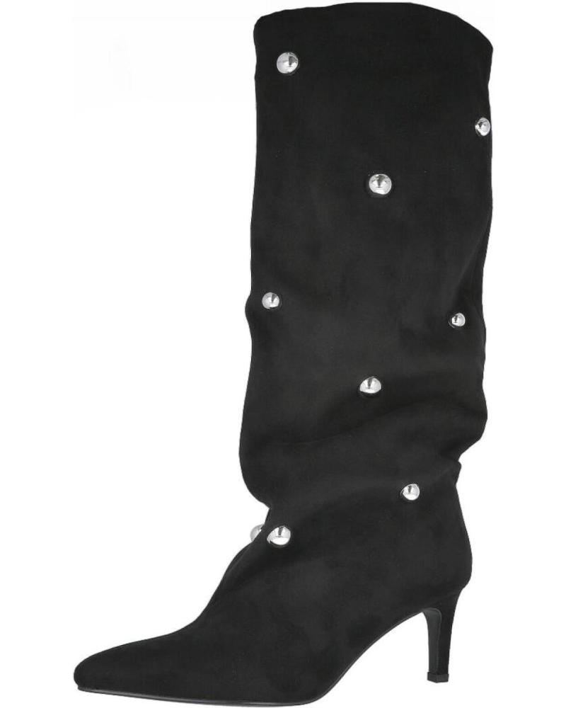 L&R SHOES LA3125 STIEFEL MIT BREITEM ABSATZ UND NIETEN SCHWARZ NEGRO