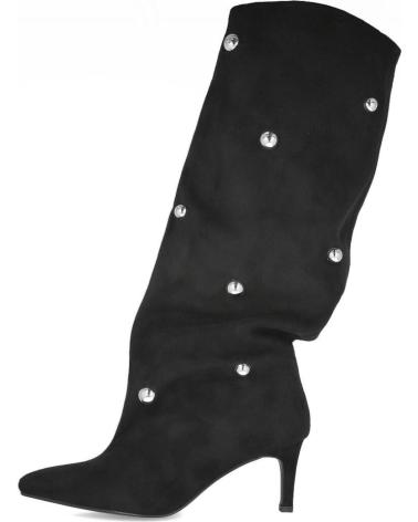 L&R SHOES LA3125 STIEFEL MIT BREITEM ABSATZ UND NIETEN SCHWARZ NEGRO