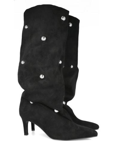 L&R SHOES LA3125 STIEFEL MIT BREITEM ABSATZ UND NIETEN SCHWARZ NEGRO