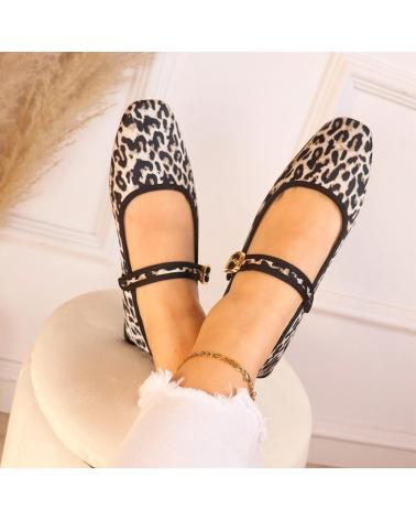BALLERINE L&R SHOES A888 STAMPA ANIMALIER NERE NEGRO