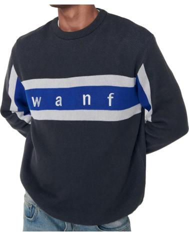 CAMISOLA DE MALHA WE ARE NOT FRIENDS RISCAS CINZENTO AZUL NAN