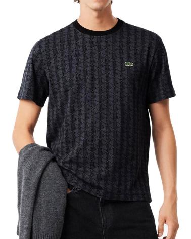 T-SHIRT LACOSTE À IMPRIMÉ MONOGRAMME NOIR ET GRIS NAN