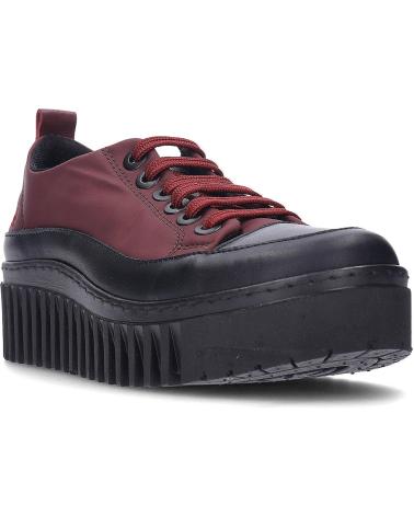 ZAPATILLAS ART BRIGHTON 1518 BURDEOS CON PLATAFORMA ROJO