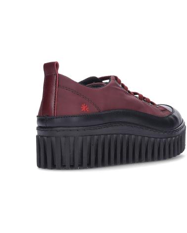 ZAPATILLAS ART BRIGHTON 1518 BURDEOS CON PLATAFORMA ROJO