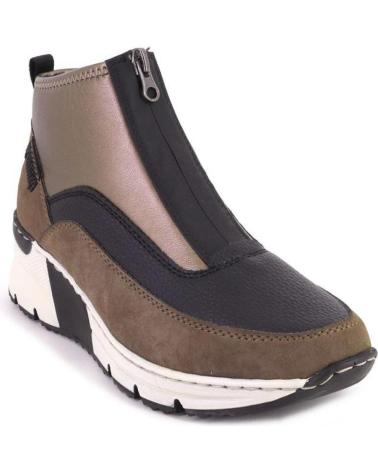 RIEKER N6352 STIEFELETTEN MIT REISSVERSCHLUSS UND EISBRONZE-KOMBINATION BRONCE