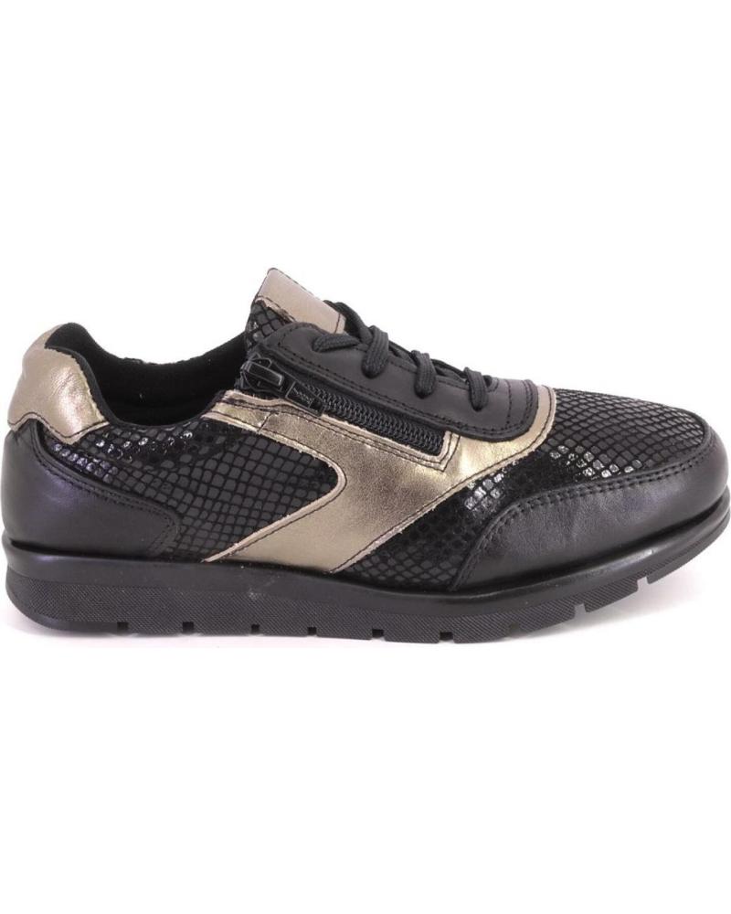 SUAVE 4151 SCHNÜRSCHUHE AUS SCHWARZEM LEDER MIT METALLISCHEN AKZENTEN NEGRO