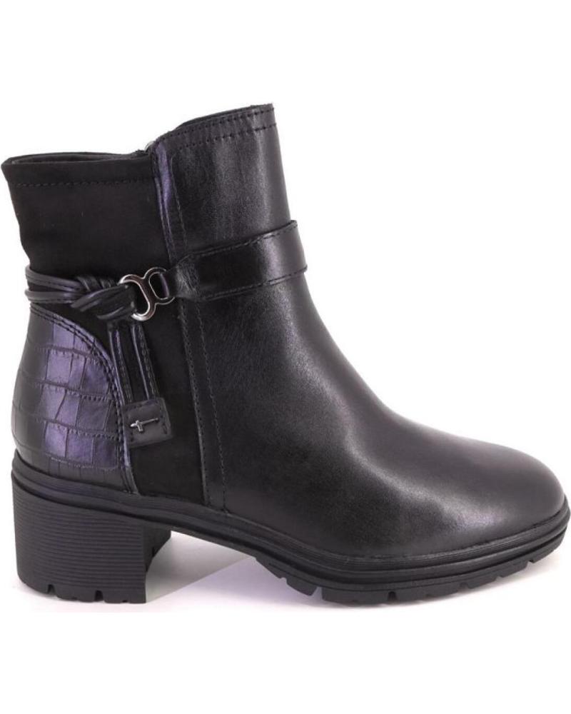 TAMARIS 25823 BLACK LEATHER ANKLE BOOTS NEGRO