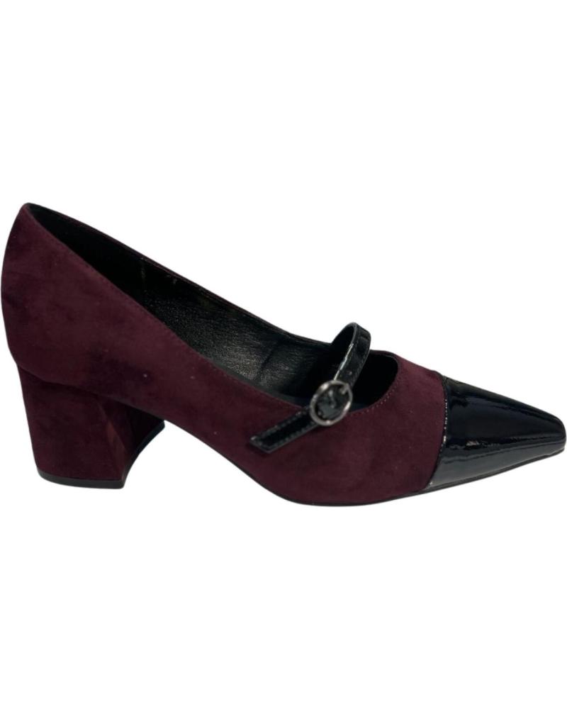 AZAREY SAPATOS DE SALTO AMEIXA COM BIQUEIRA PRETA E TIRA MARY JANE MORADO