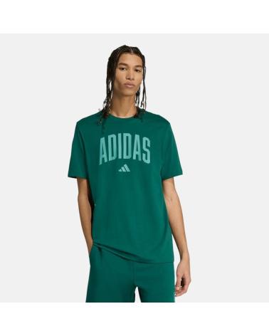 T-SHIRT A MANICHE CORTE ADIDAS DA UOMO CON LOGO TESTUALE VERDE NAN