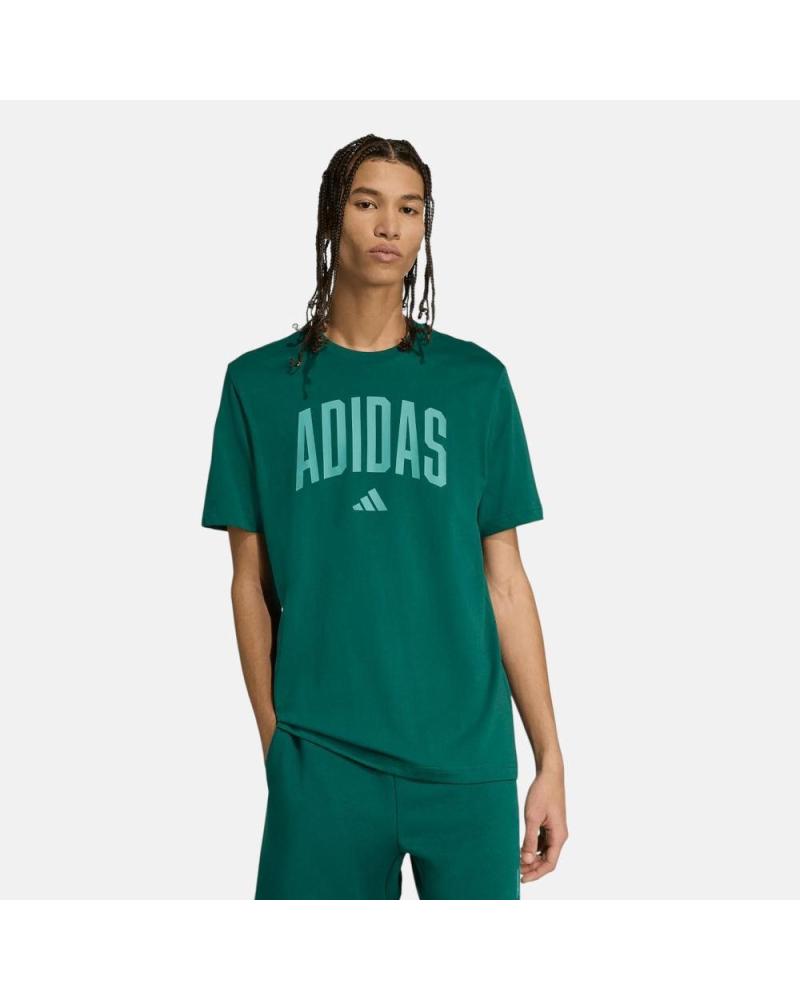 ADIDAS SHORT SLEEVE T-SHIRT FOR MEN WITH GREEN TEXT LOGO NAN