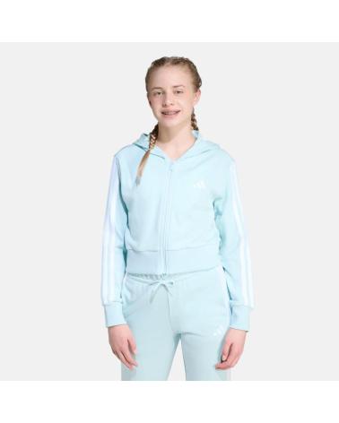 FELPA CON CAPPUCCIO ADIDAS PER BAMBINA AZZURRO CHIARO NAN