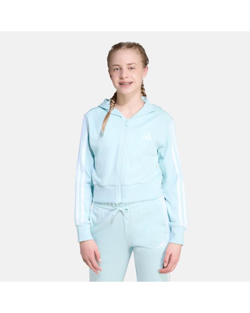 FELPA CON CAPPUCCIO ADIDAS PER BAMBINA AZZURRO CHIARO NAN
