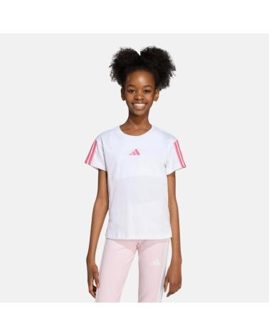 T-SHIRT ADIDAS A MANICHE CORTE BIANCA CON DETTAGLI ROSA NAN
