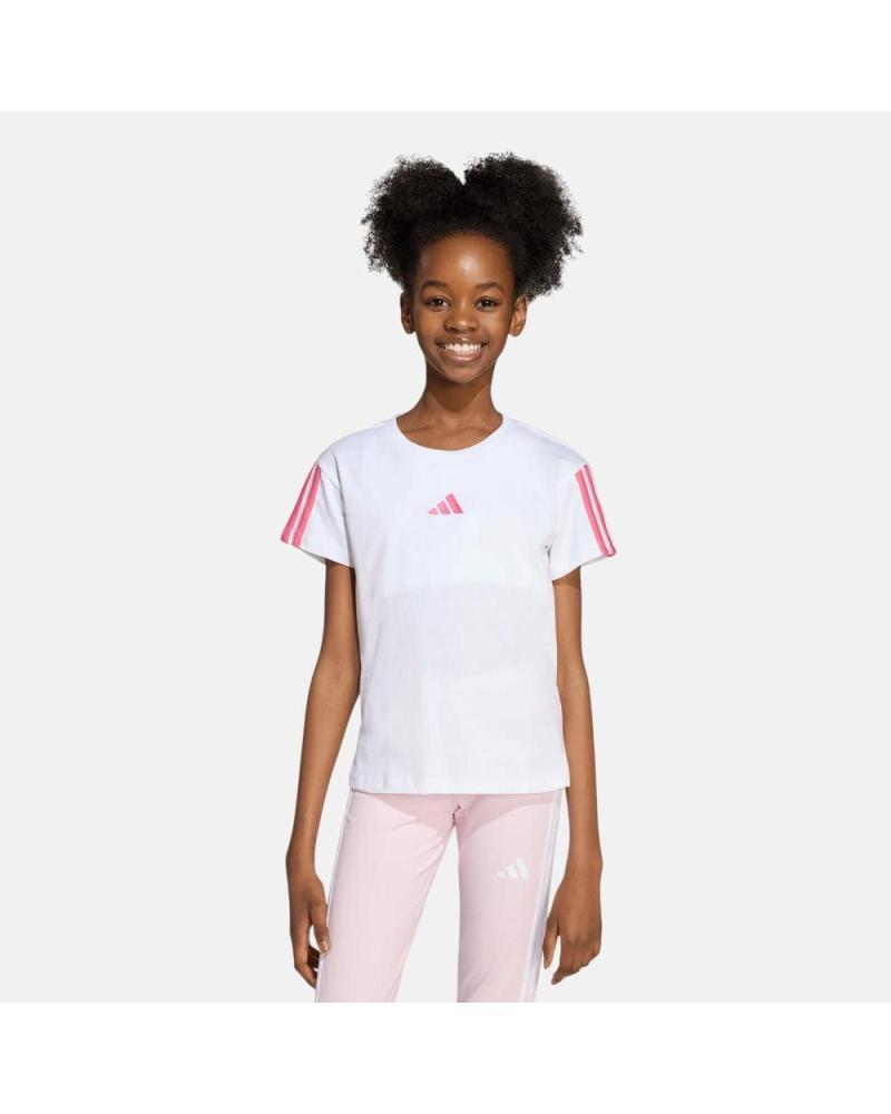 ADIDAS SHORT SLEEVE T-SHIRT WHITE WITH PINK DETAILS NAN