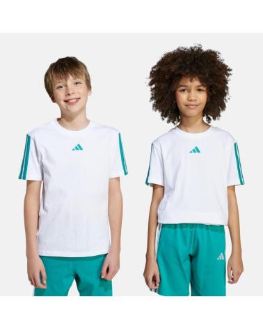 T-SHIRT ADIDAS A MANICHE CORTE BIANCA CON STRISCE VERDI NAN