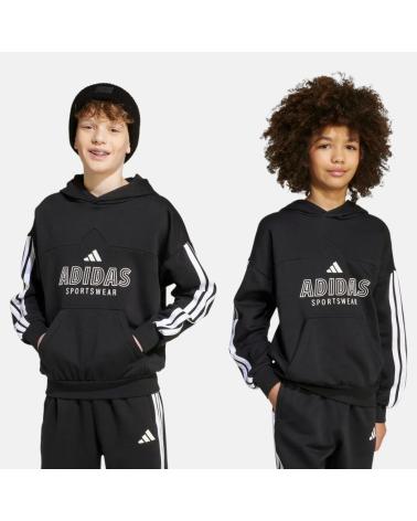 FELPA CON CAPPUCCIO ADIDAS ESSENTIALS NERA PER BAMBINI NAN