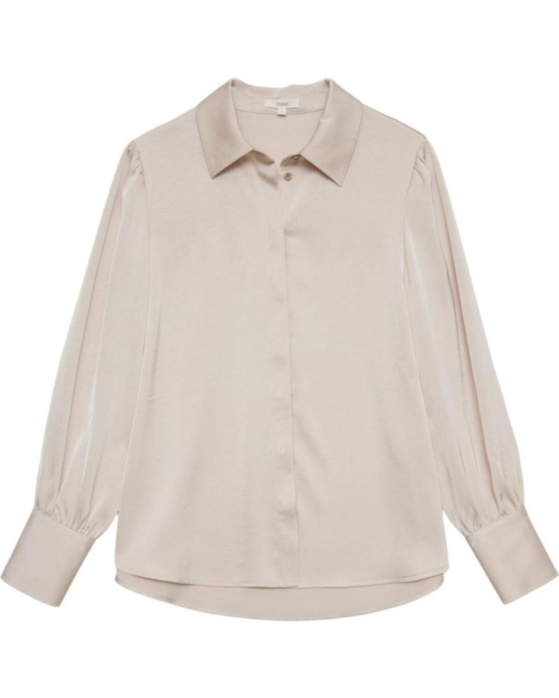 CAMISA BLUSA YERSE DE MANGA LARGA EN TONO CREMA NAN