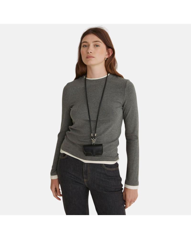 CAMISETA MANGA LARGA YERSE CUELLO REDONDO GRIS MELANGE NAN