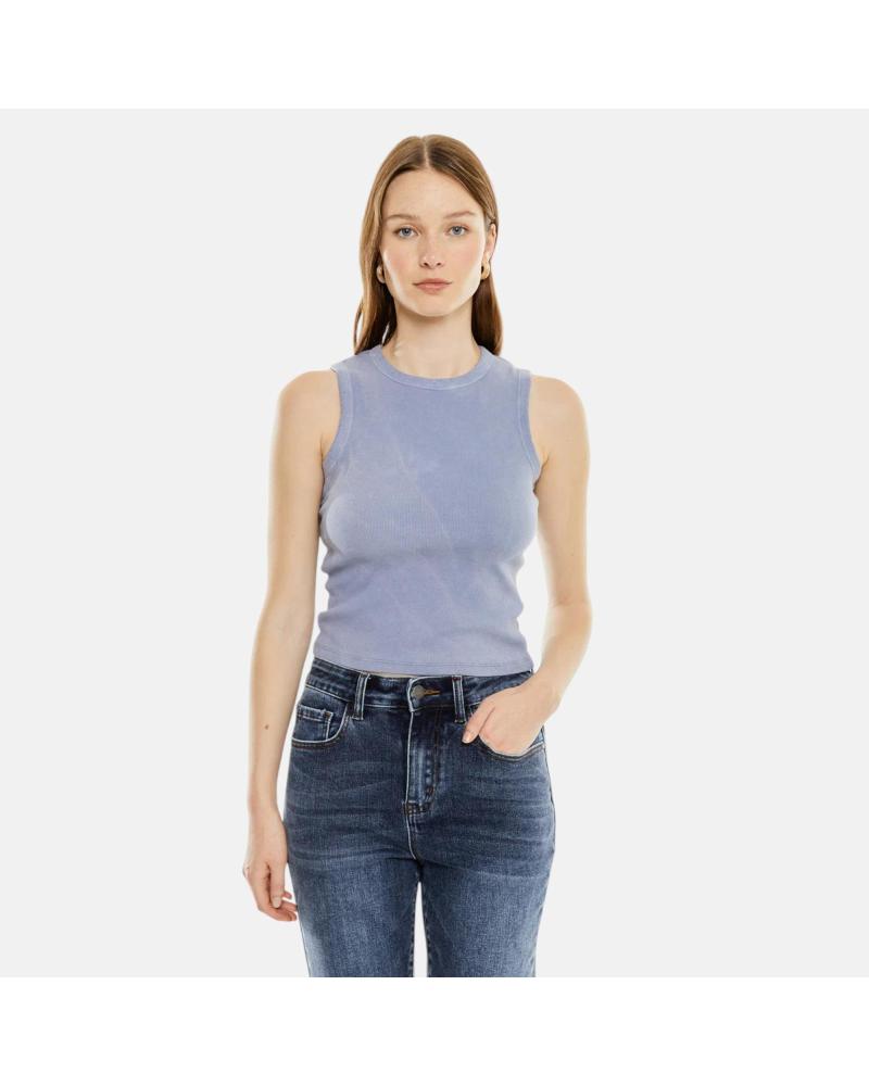 SYSTEM ACTION TOP DE CANALÉ AJUSTADO AZUL PERIWINKLE NAN