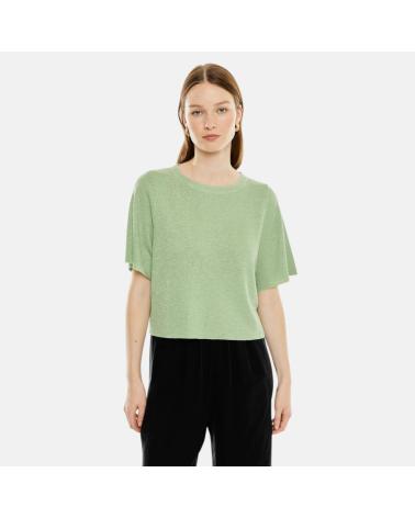SYSTEM ACTION SHORT-SLEEVED KNIT T-SHIRT MINT GREEN NAN