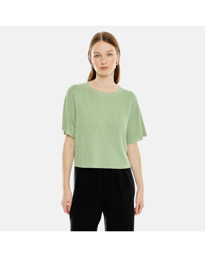 SYSTEM ACTION SHORT-SLEEVED KNIT T-SHIRT MINT GREEN NAN