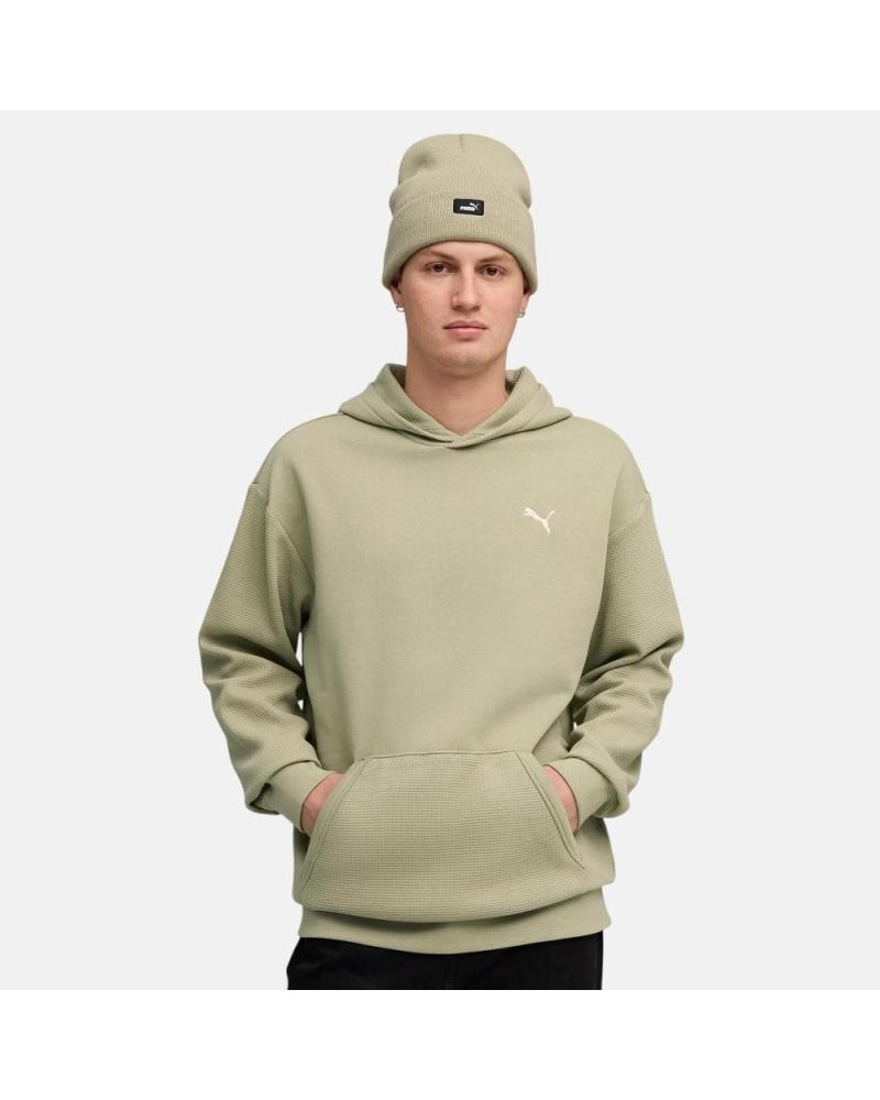 PUMA FELPA CON CAPPUCCIO ESSENTIALS UOMO VERDE OLIVA NAN