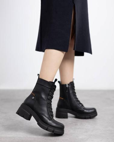REFRESH 172906 BOTINES NEGROS CON PLATAFORMA PARA MUJER NEGRO