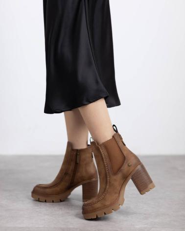 REFRESH 172915 BOTINES CAMEL DE TACÓN ANCHO Y PLATAFORMA PARA MUJER CAMEL