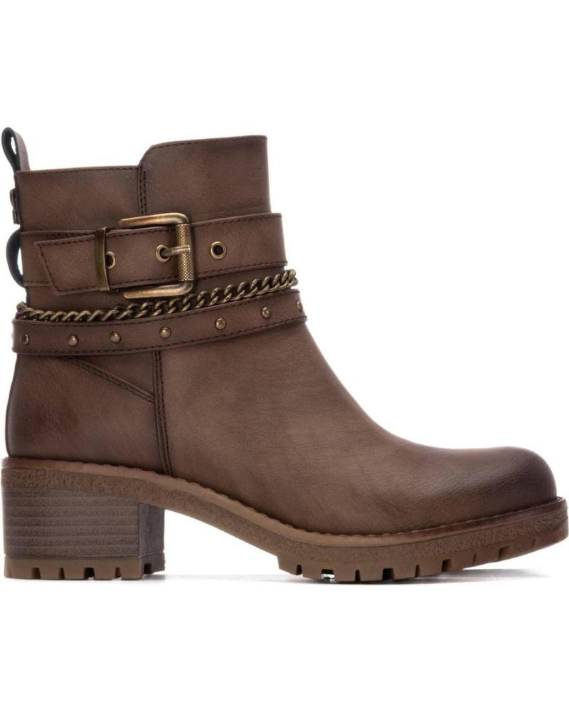 REFRESH STIEFELETTEN 172918 TAUPE MIT SCHNALLE UND KETTE, BLOCKABSATZ MARRóN