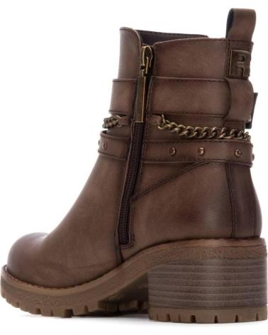 REFRESH STIEFELETTEN 172918 TAUPE MIT SCHNALLE UND KETTE, BLOCKABSATZ MARRóN