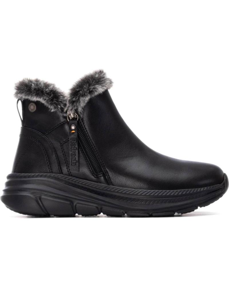 REFRESH STIEFELETTEN 173205 SCHWARZ MIT FELLFUTTER UND PLATEAU NEGRO