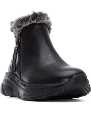 REFRESH STIEFELETTEN 173205 SCHWARZ MIT FELLFUTTER UND PLATEAU NEGRO