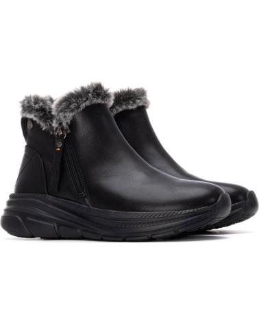 REFRESH STIEFELETTEN 173205 SCHWARZ MIT FELLFUTTER UND PLATEAU NEGRO