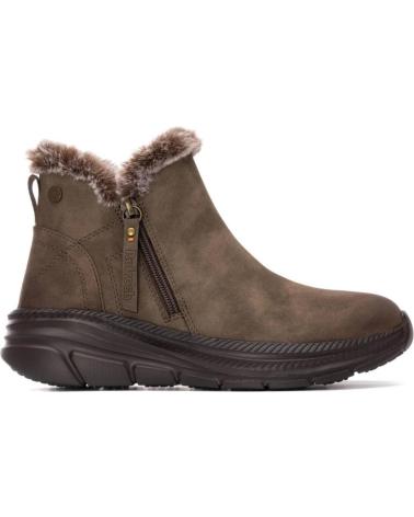 REFRESH STIEFELETTEN 173205 TAUPE MIT FELLFUTTER UND PLATEAU TAUPE