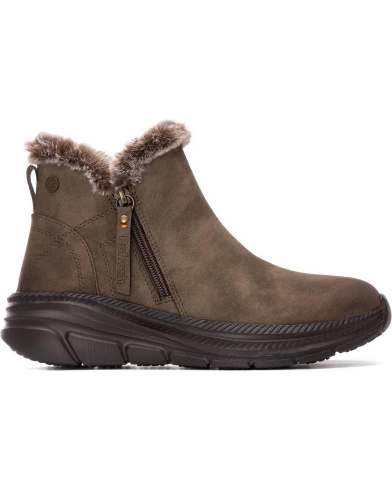 REFRESH STIEFELETTEN 173205 TAUPE MIT FELLFUTTER UND PLATEAU TAUPE