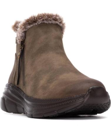 REFRESH STIEFELETTEN 173205 TAUPE MIT FELLFUTTER UND PLATEAU TAUPE