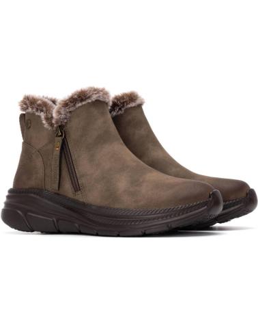 REFRESH STIEFELETTEN 173205 TAUPE MIT FELLFUTTER UND PLATEAU TAUPE