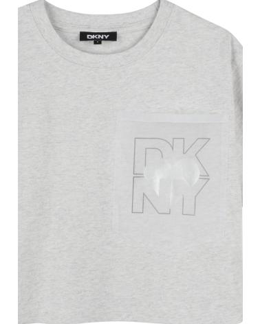 DKNY D62312A10 - WEITES BAUMWOLL-T-SHIRT MIT KURZEN ÄRMELN IN GRAU GRIS