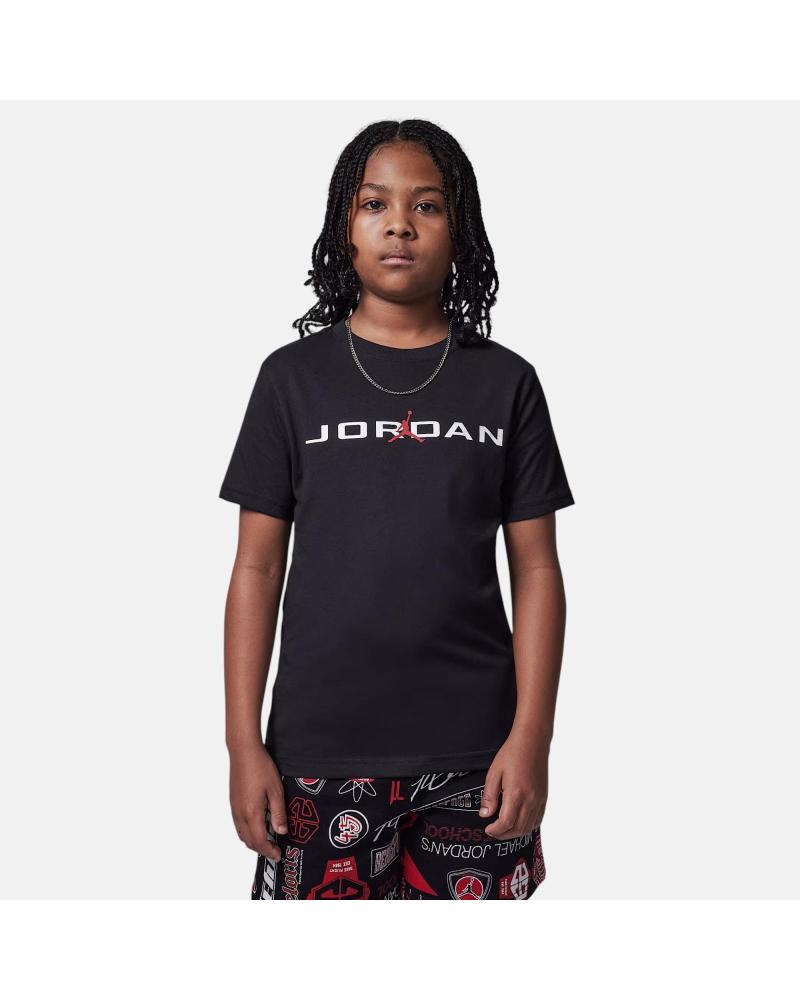 T-SHIRT JORDAN LOGO TEXTO BRANCO MANGA CURTA PRETA NAN