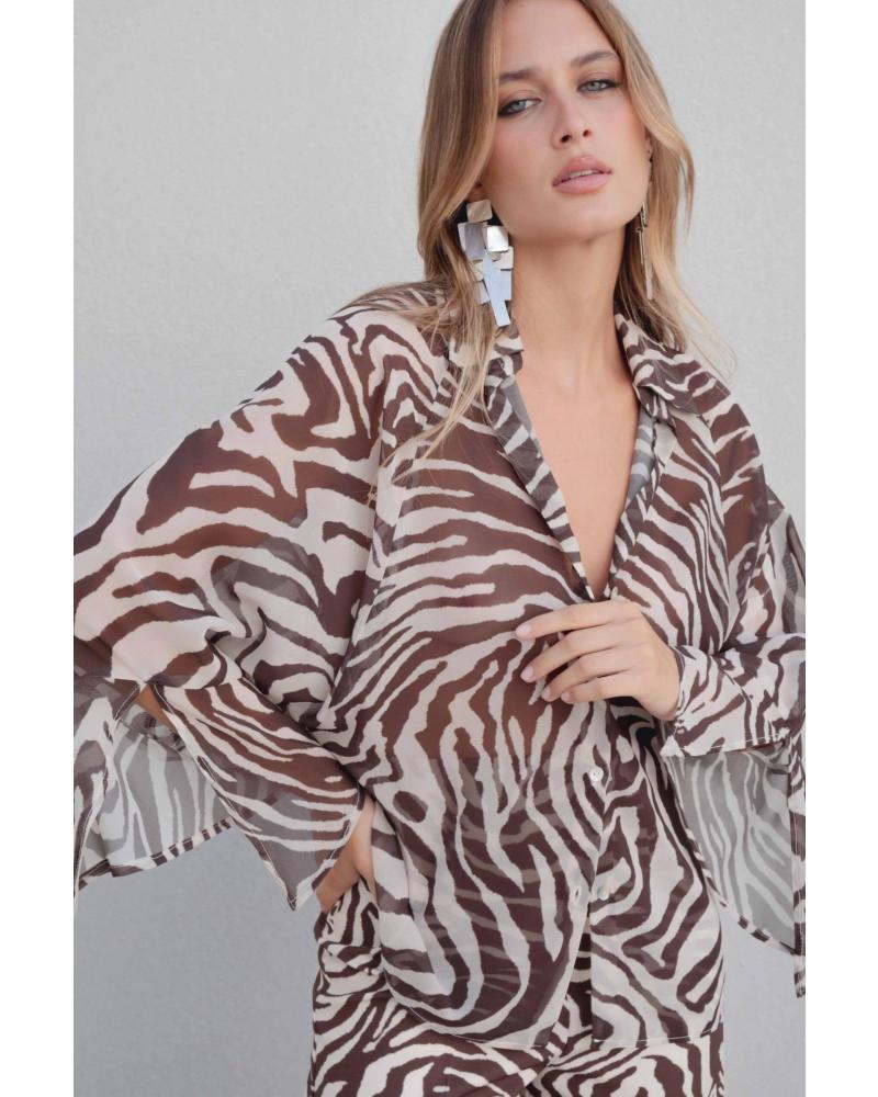 PUNTOSALAO BLUSA CON ESTAMPADO ANIMAL MARRÓN VARIOS COLORES