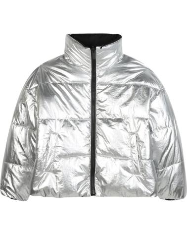 CHAQUETA PLUMAS REVERSIBLE PLATEADA Y NEGRA DKNY PARA NIÑO NAN