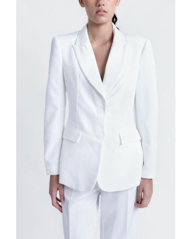 PUNTOSALAO STRAIGHT LAPEL COLLAR ECRU JACKET BLANCO