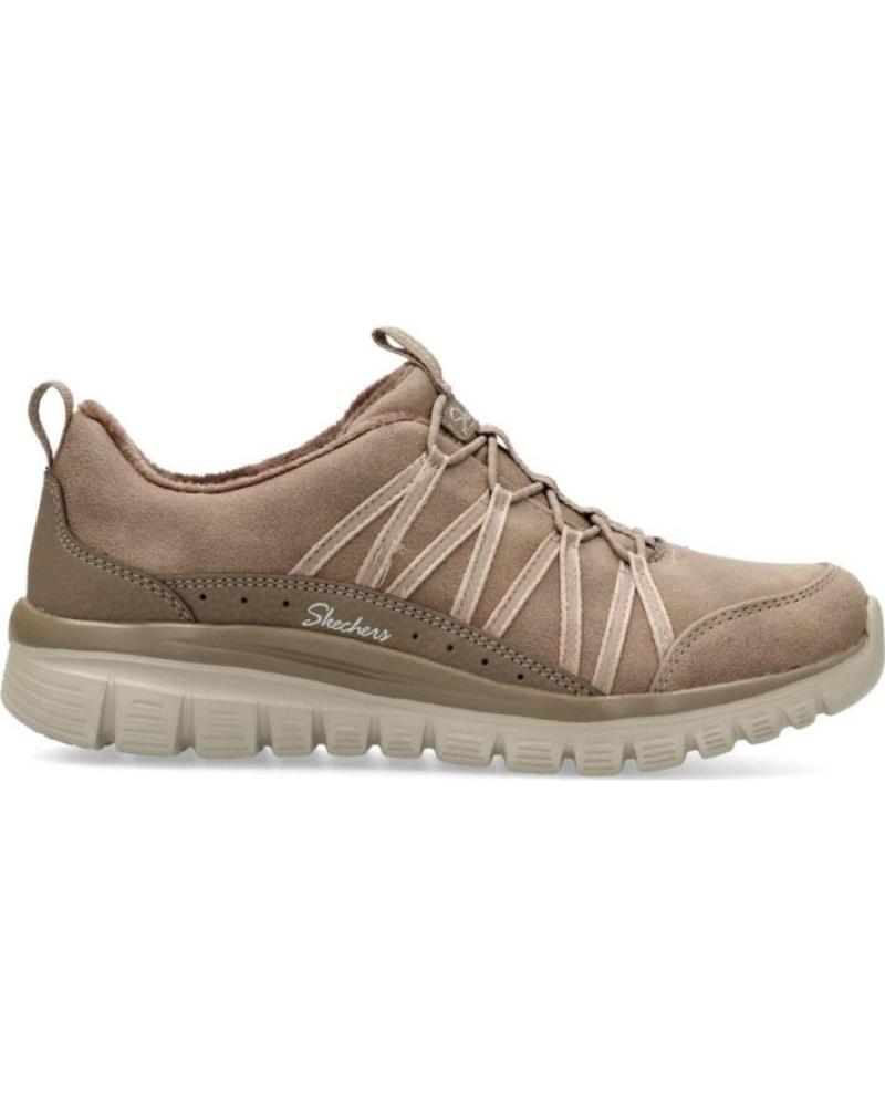 SAPATILHAS CASUAIS SKECHERS GRACEFUL-COZY HUG CASTANHAS DE COURO PARA MULHER MARRóN