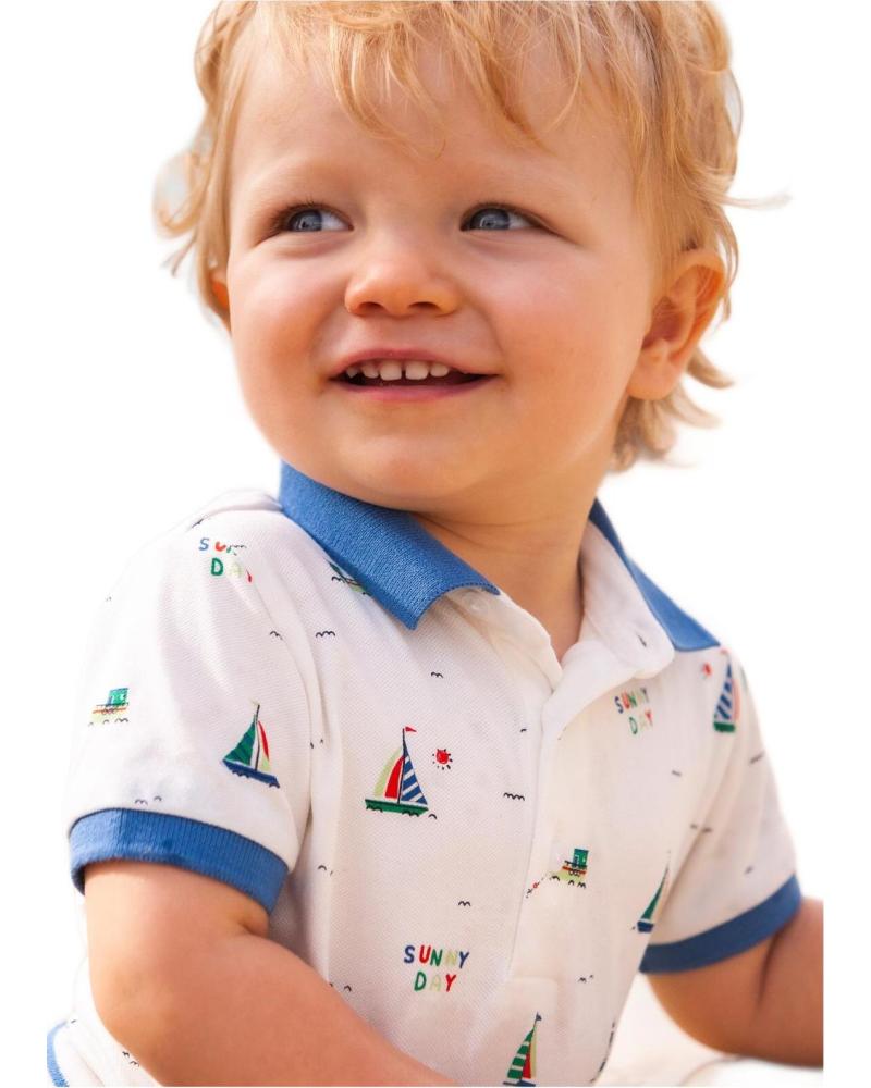 POLO MAYORAL PARA NIÑO - MODELO 1106 ESTAMPADO BARCOS Y CUELLO CONTRASTE VARIOS COLORES