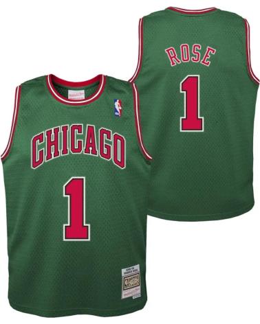 MAILLOT DE BASKETBALL MITCHELL & NESS DERRICK ROSE CHICAGO BULLS ÉDITION VERTE