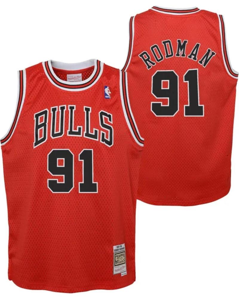 MAILLOT DE BASKETBALL MITCHELL & NESS DENNIS RODMAN CHICAGO BULLS EXTÉRIEUR ROUGE
