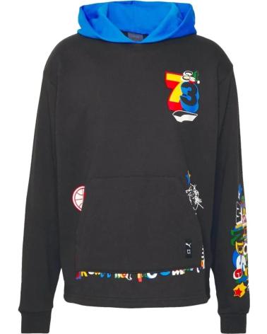 PUMA TRASH TALK MULTICOLOR GRAPHIC HOODIE BLACK WITH BLUE INTERIOR NEGRO