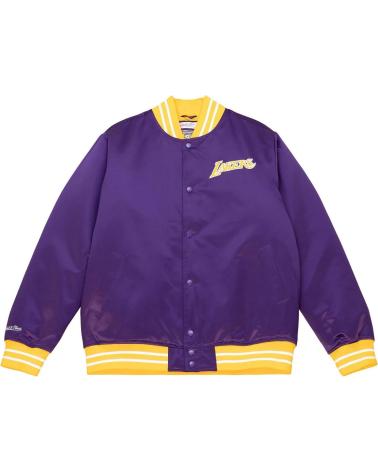 MITCHELL & NESS LOS ANGELES LAKERS HEAVYWEIGHT SATIN BOMBER JACKET 1