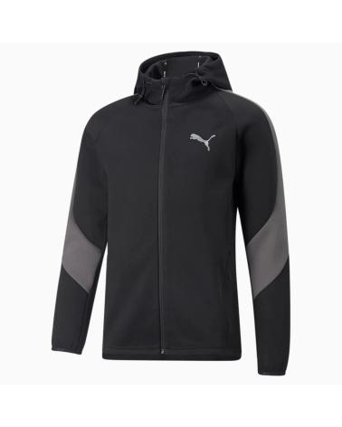 CHAQUETA CON CAPUCHA PUMA EVOSTRIPE NEGRO Y GRIS